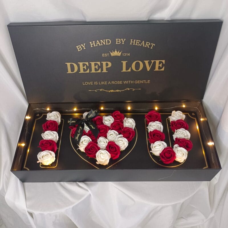 Deep Love Wine Red & White Soap Roses – Florist in Kajang